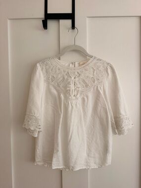 Sezane White Cotton Lace Blouse
